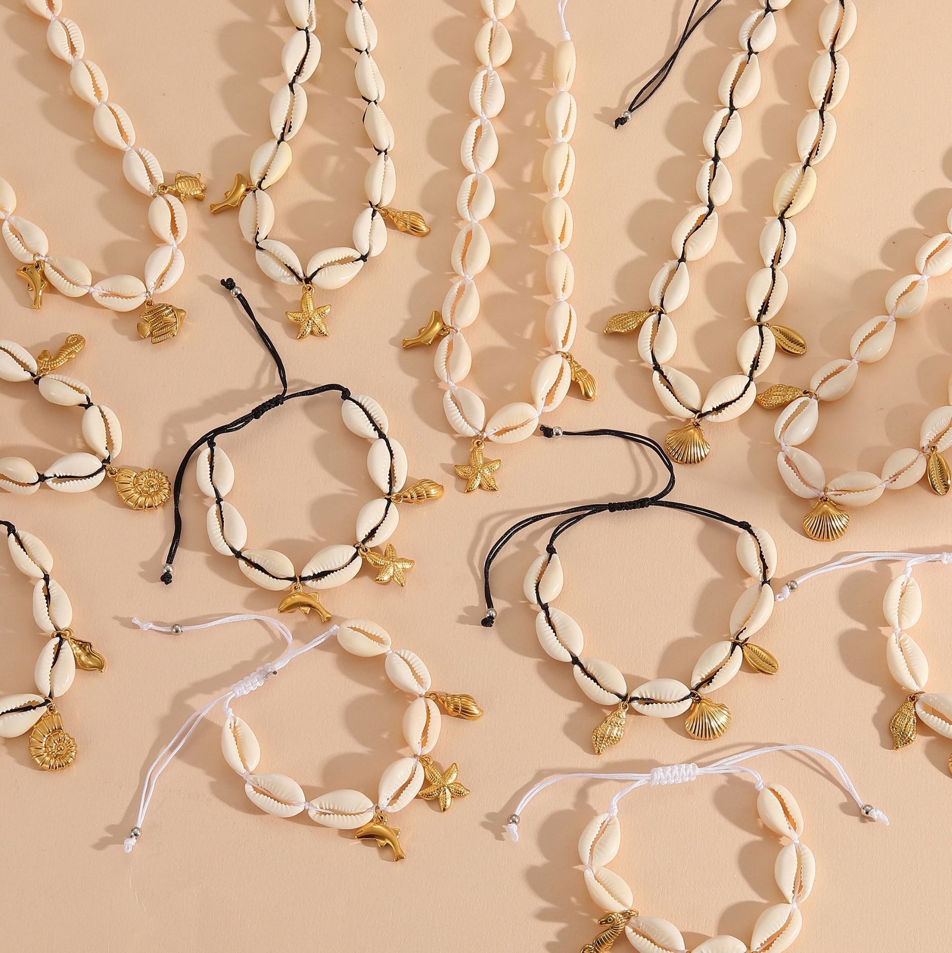 沙滩贝壳项链海星不锈钢项链项手饰套装饰品产品图