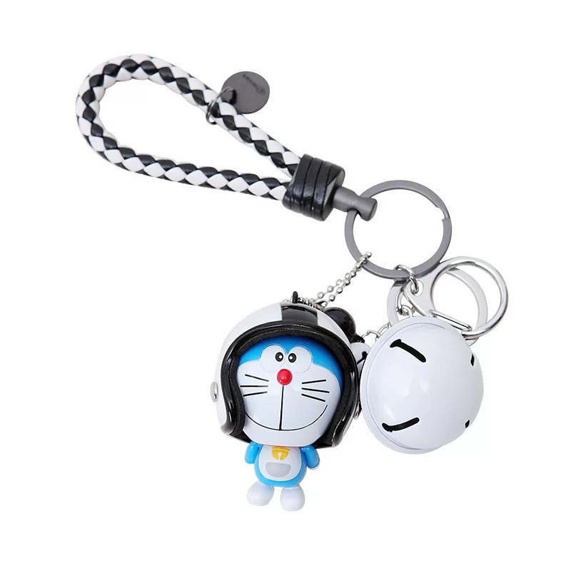 卡通哆啦A梦头盔钥匙扣创意汽车铃铛钥匙链可爱包包情侣精致挂件