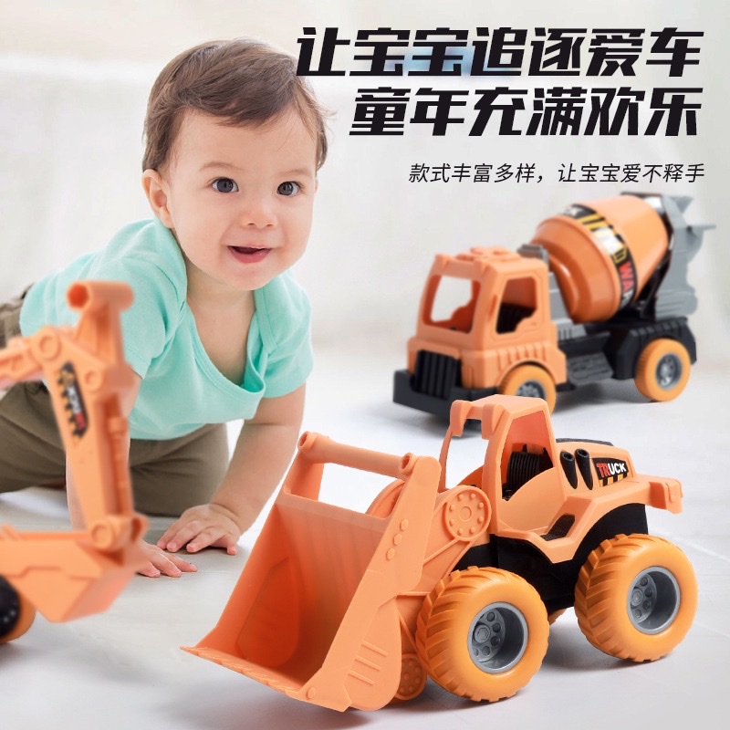 新品惯性工程车挖掘机小汽车模型沙滩儿童玩具车男孩摆摊玩具批发