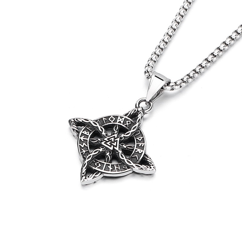 Cross-border retro Nordic style Celtic eternal cycle titanium steel necklace, a new Viking accessory necklace with a unique and high-end feel for men details Picture
