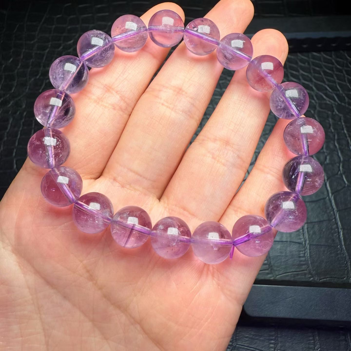 紫色水晶佛珠手串文玩饰品男女款多色可选天然水晶手串细节图