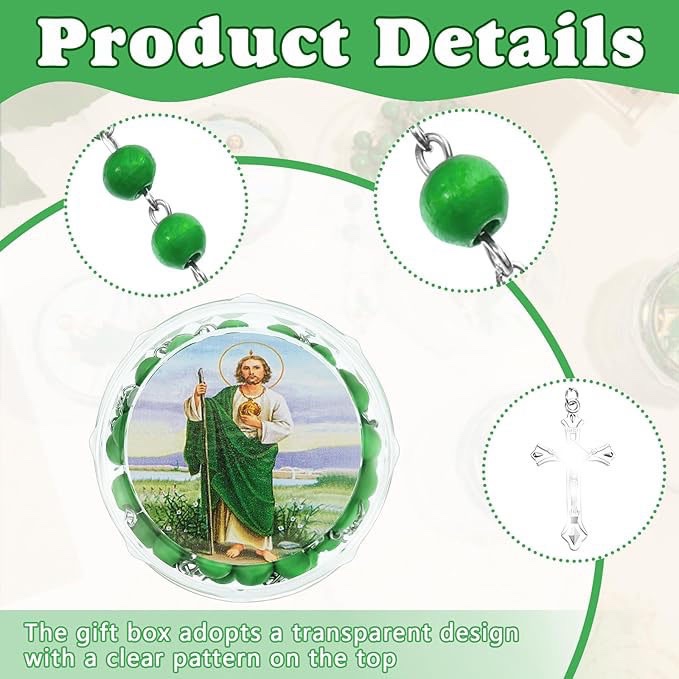 8-corner box cross necklace, green scented wooden beads, 6mm mixed picture, Virgin Mary baptism, wholesale of foreign trade accessories details Picture