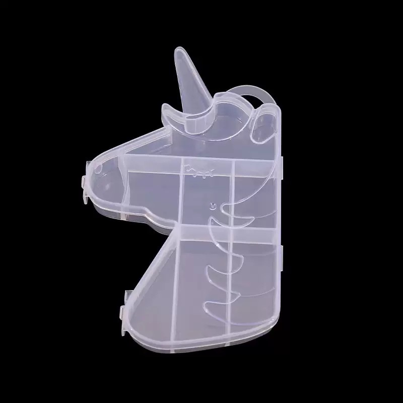 Transparent cartoon-shaped storage box, unicorn plastic box, 8-grid plastic jewelry box, dust-proof storage box with lid detail image 2
