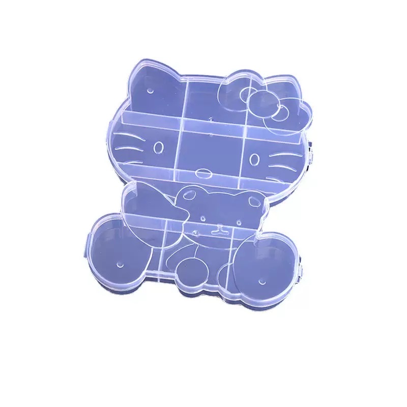 KT Cat Fixed transparent Storage Box, Rice Bead Creative DIY soft clay plastic box, Children's Accessories jewelry box, organizing items jewelry box detail image 4