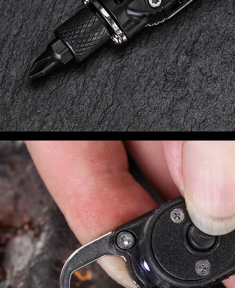 LED mini portable multi-functional combination tool, outdoor cycling EDC keychain screwdriver, home maintenance and collection detail image 3