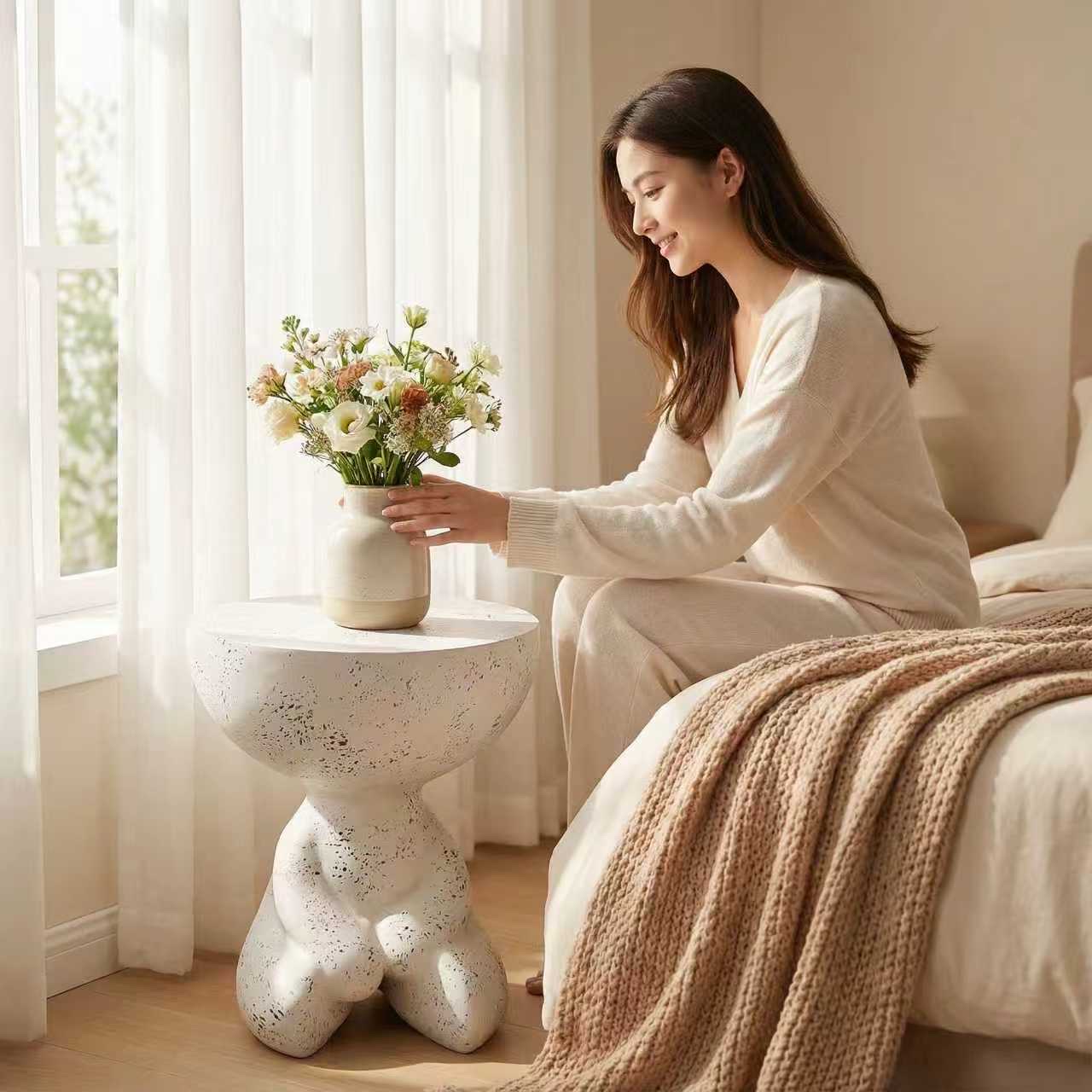 创意庭院盆栽底座玻璃钢凳子小平头花盆架客厅沙发边几详情图5