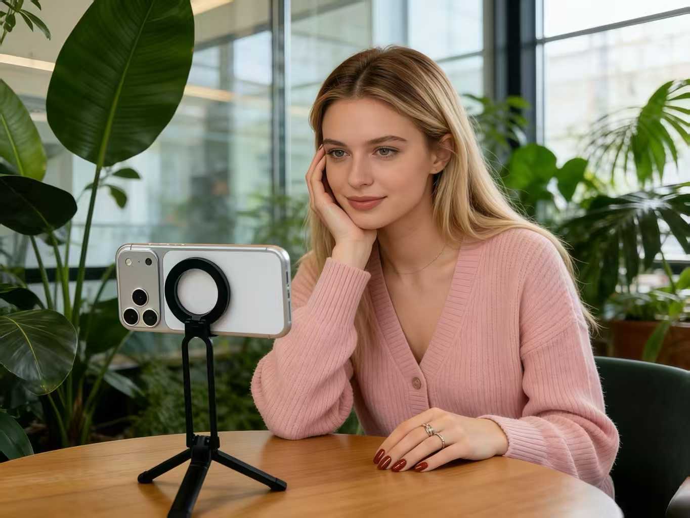 Magnetic phone stand, mobile phone shooting folding magnetic stand, selfie overhead shooting folding tripod stand, portable stand detail image 9