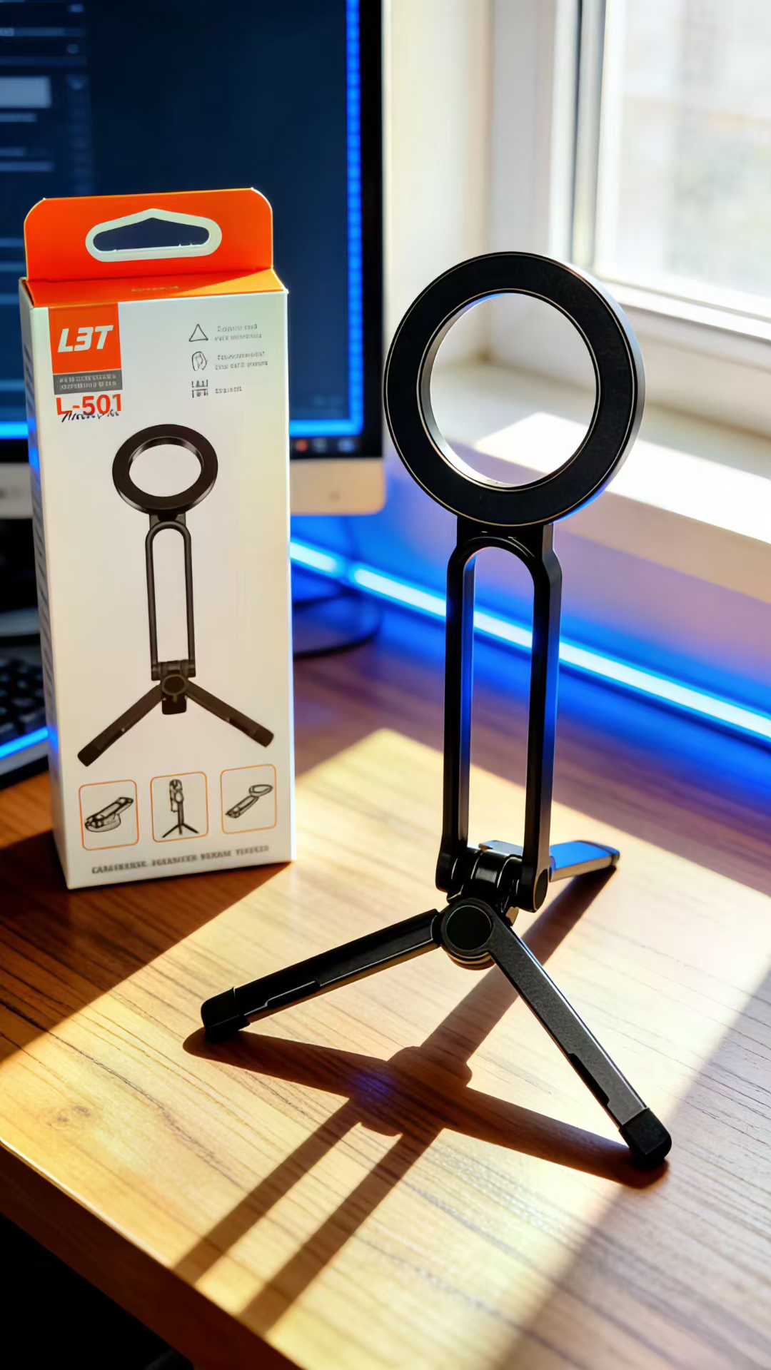 Magnetic phone stand, mobile phone shooting folding magnetic stand, selfie overhead shooting folding tripod stand, portable stand Item Picture