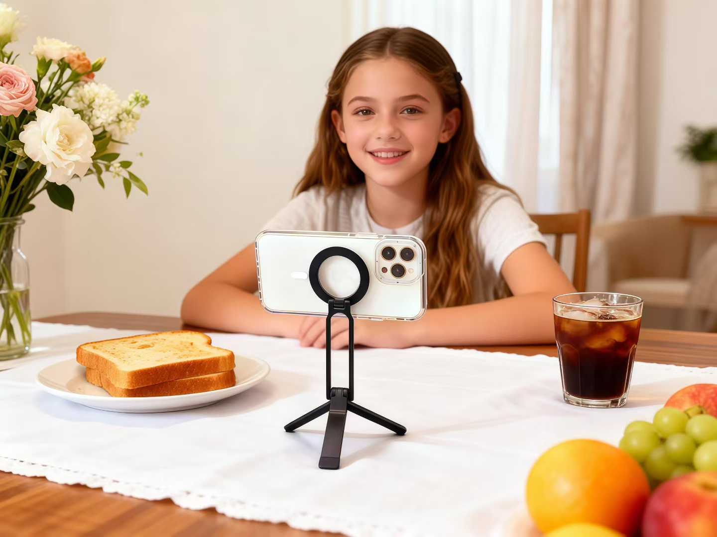 Magnetic phone stand, mobile phone shooting folding magnetic stand, selfie overhead shooting folding tripod stand, portable stand detail image 4