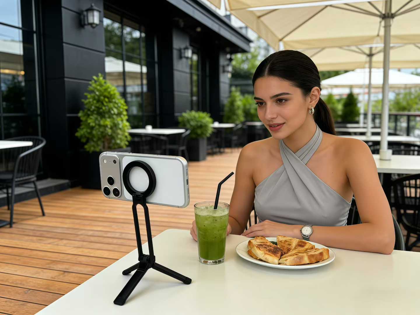 Magnetic phone stand, mobile phone shooting folding magnetic stand, selfie overhead shooting folding tripod stand, portable stand detail image 7