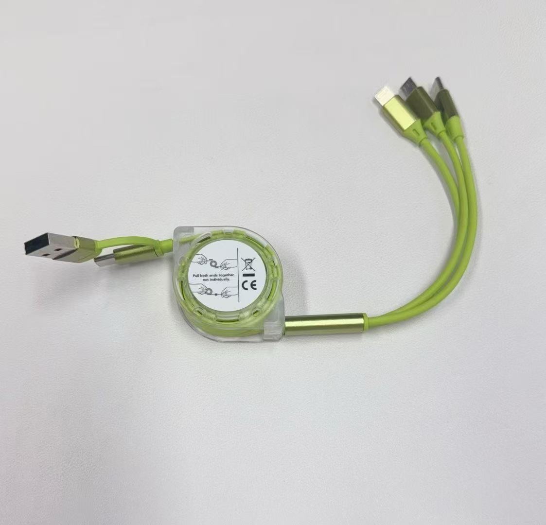Cable de datos telescópico 3 en 1 carro de carga rápida con dos cabezas de arrastre tres para teléfonos apple android detail image 6