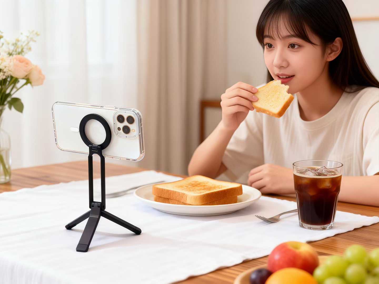 Magnetic phone stand, mobile phone shooting folding magnetic stand, selfie overhead shooting folding tripod stand, portable stand detail image 6