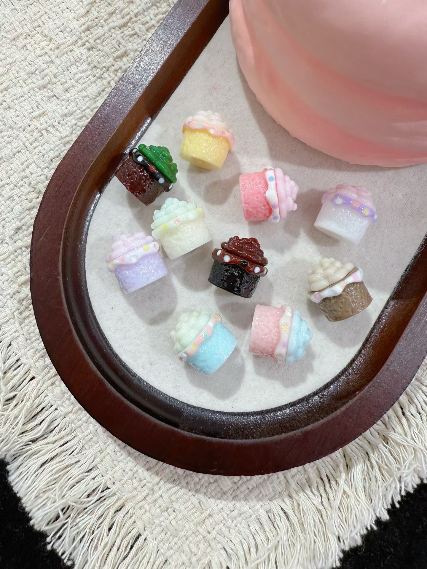 韩国胶小蛋糕 通孔DIY树脂配件 手机链配件