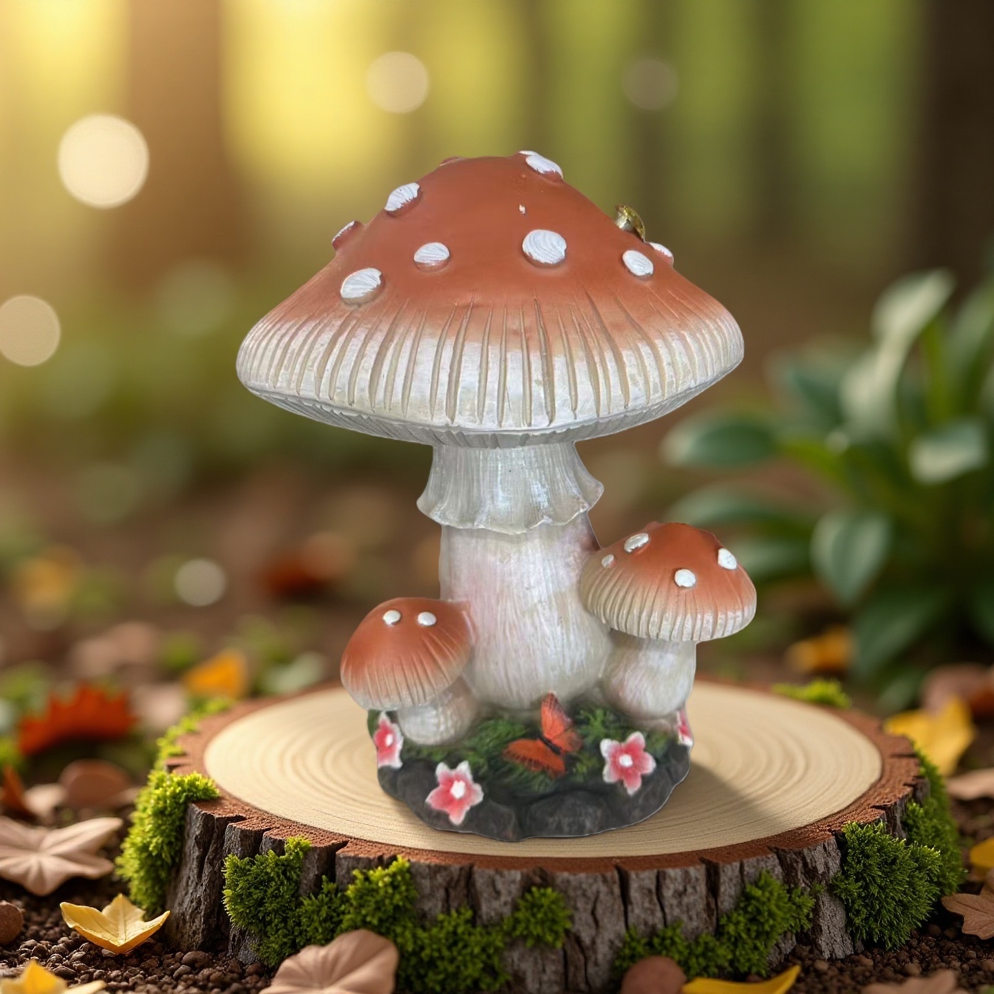 户外仿真蘑菇太阳能灯植树脂摆件庭院幼儿园装饰摆件