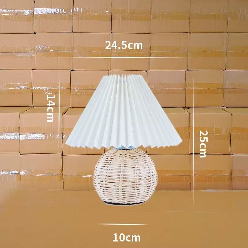 A warm and cozy wicker fabric decorative small desk lamp detail image 6