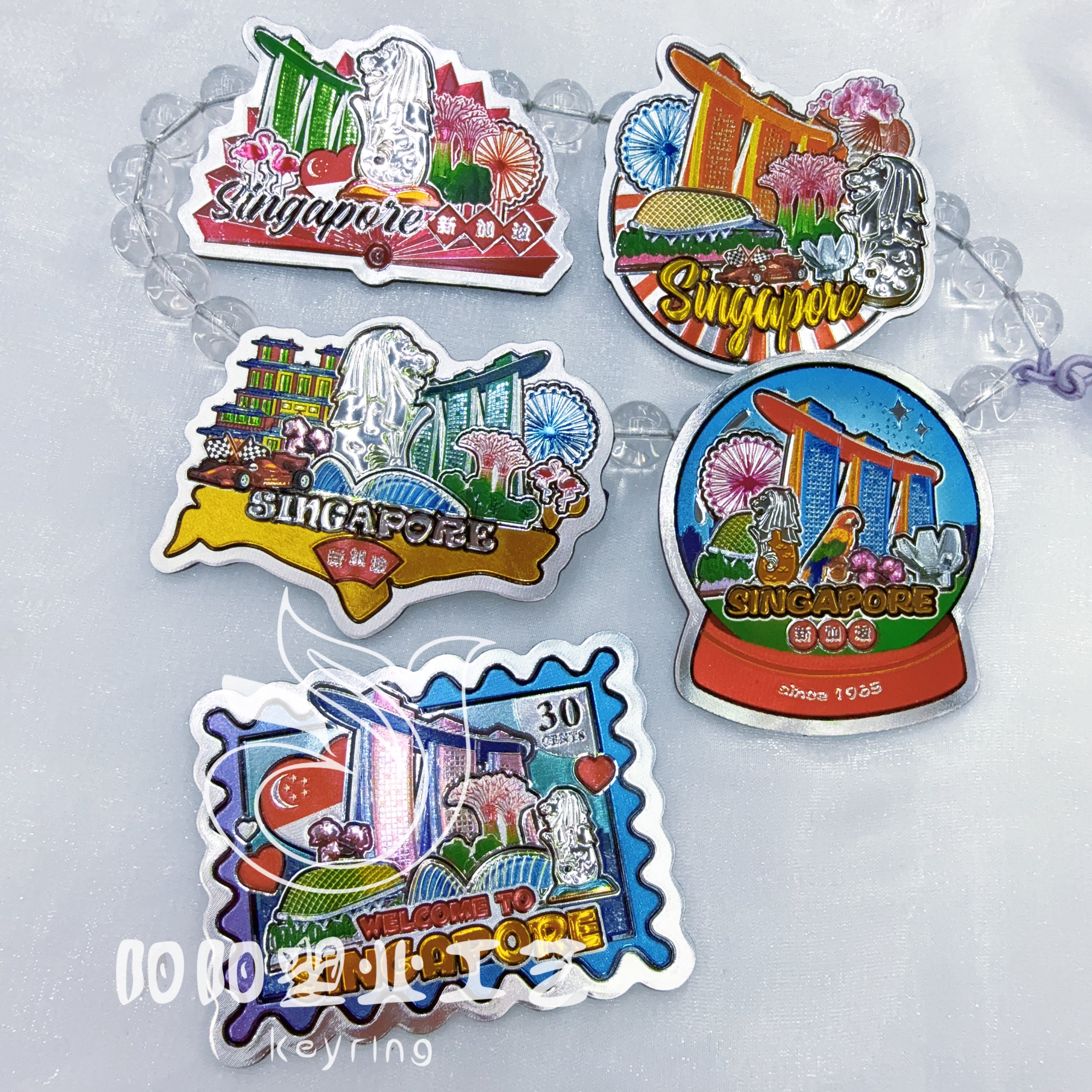 厂家定制新加波纪念品铝箔冰箱贴软磁冰箱贴磁性银箔冰箱贴伴手礼定制礼物