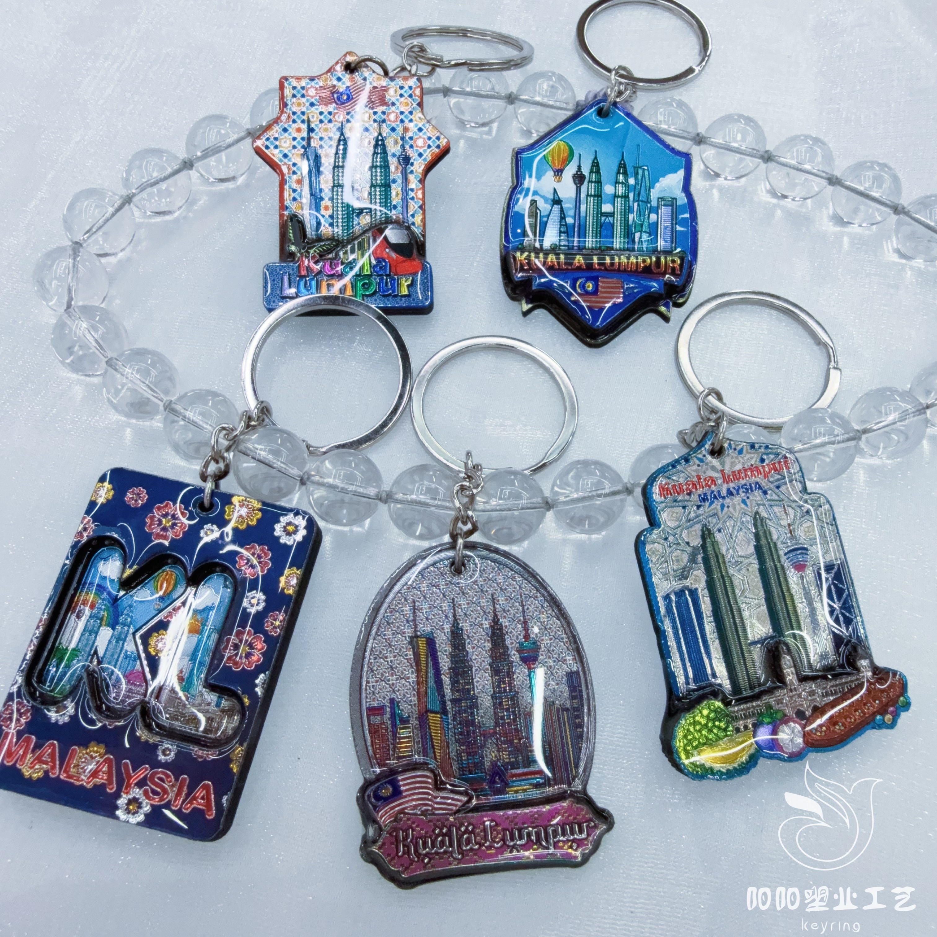 旅游城市铝箔金属钥匙扣定制折光压纹软磁贴国外景区创意纪念礼品