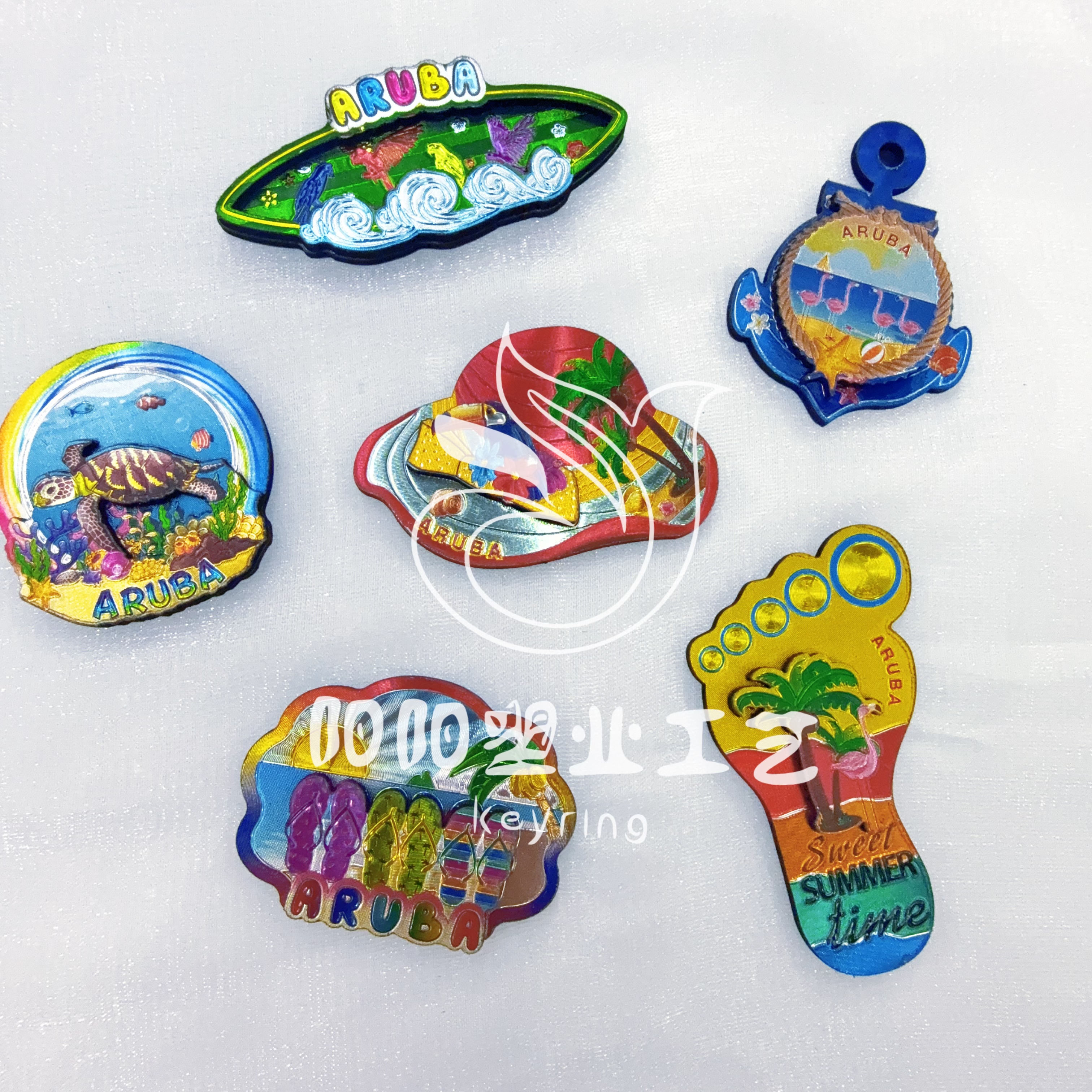 源头厂家旅游纪念品创意铝箔钥匙扣复古风景古迹磁性银箔冰箱贴促销产品伴手礼