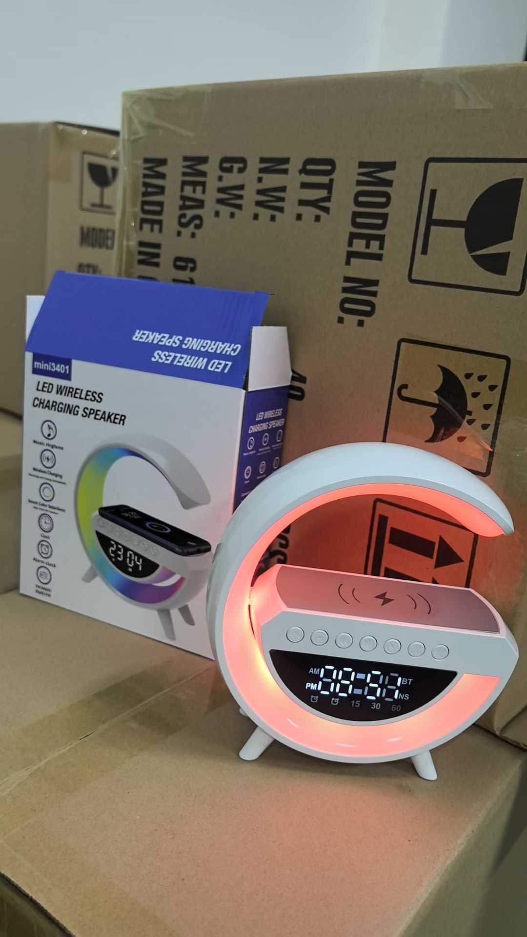 Recargable inalámbrico bluetooth audio alarma de volumen lámpara de mesa multifunción ambiente. detail image 2
