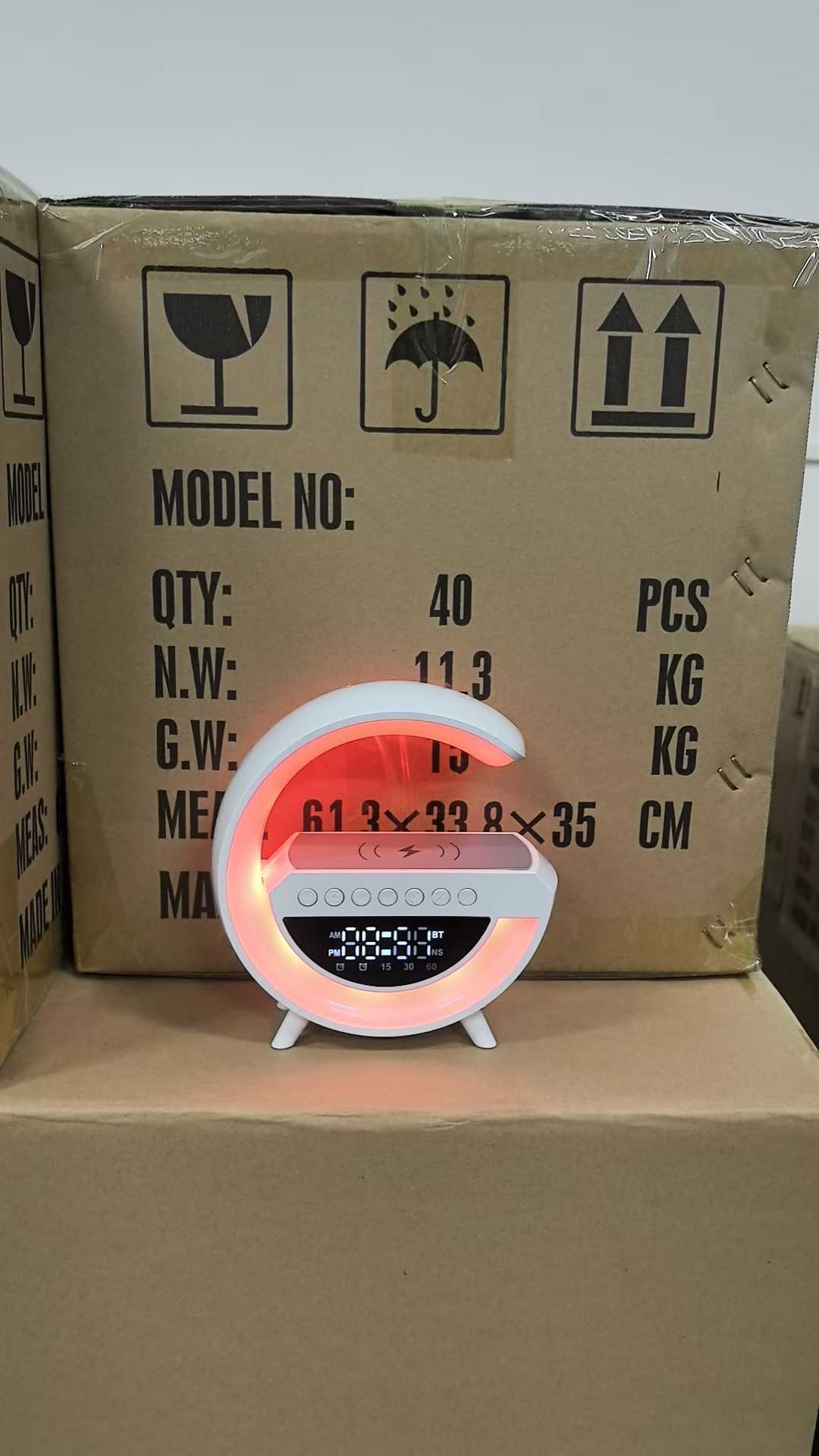 Recargable inalámbrico bluetooth audio alarma de volumen lámpara de mesa multifunción ambiente. details Picture