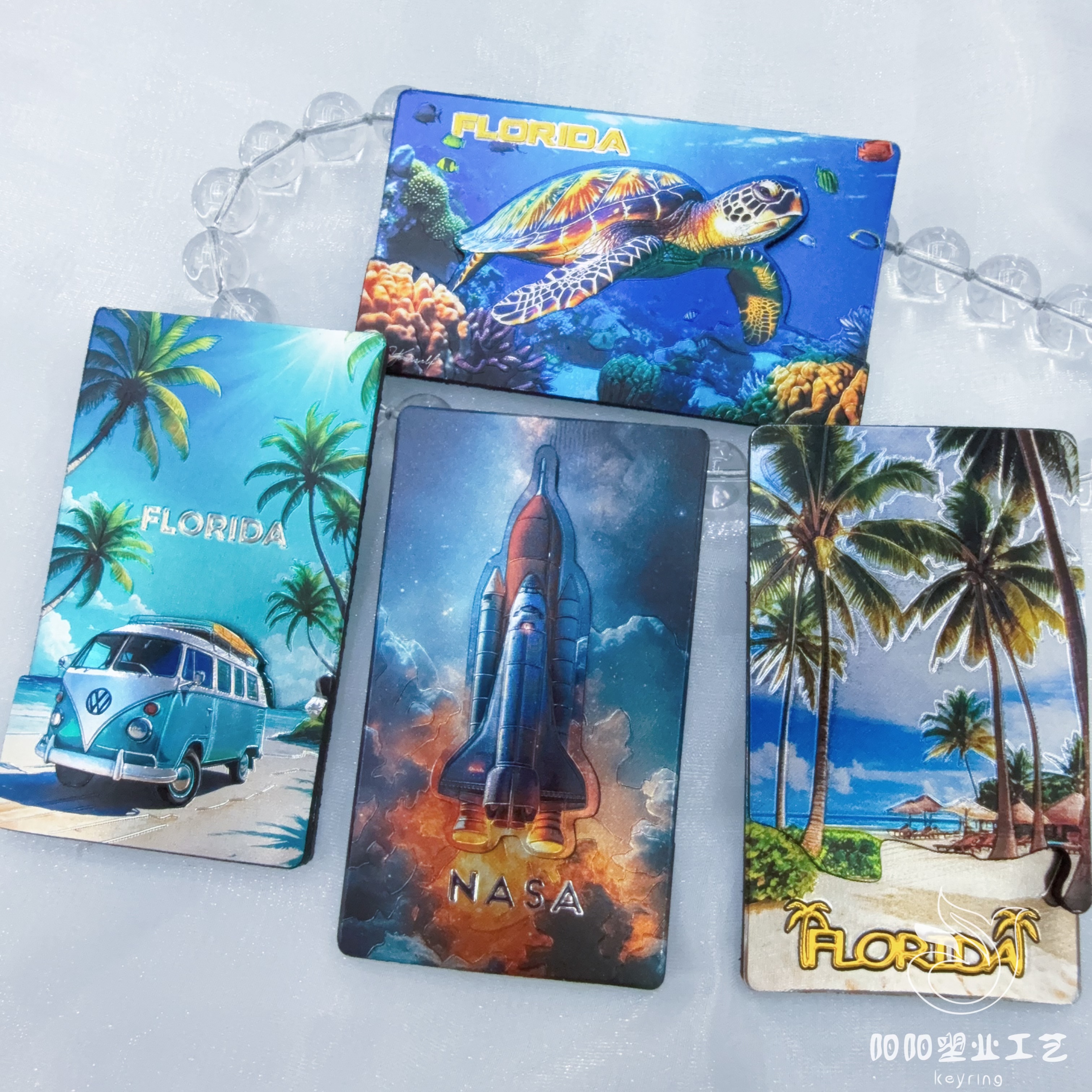 定制铝箔金属冰箱贴金箔银箔压纹磁力装饰立体旅游纪念品ins风