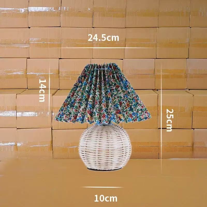 A warm and cozy wicker fabric decorative small desk lamp