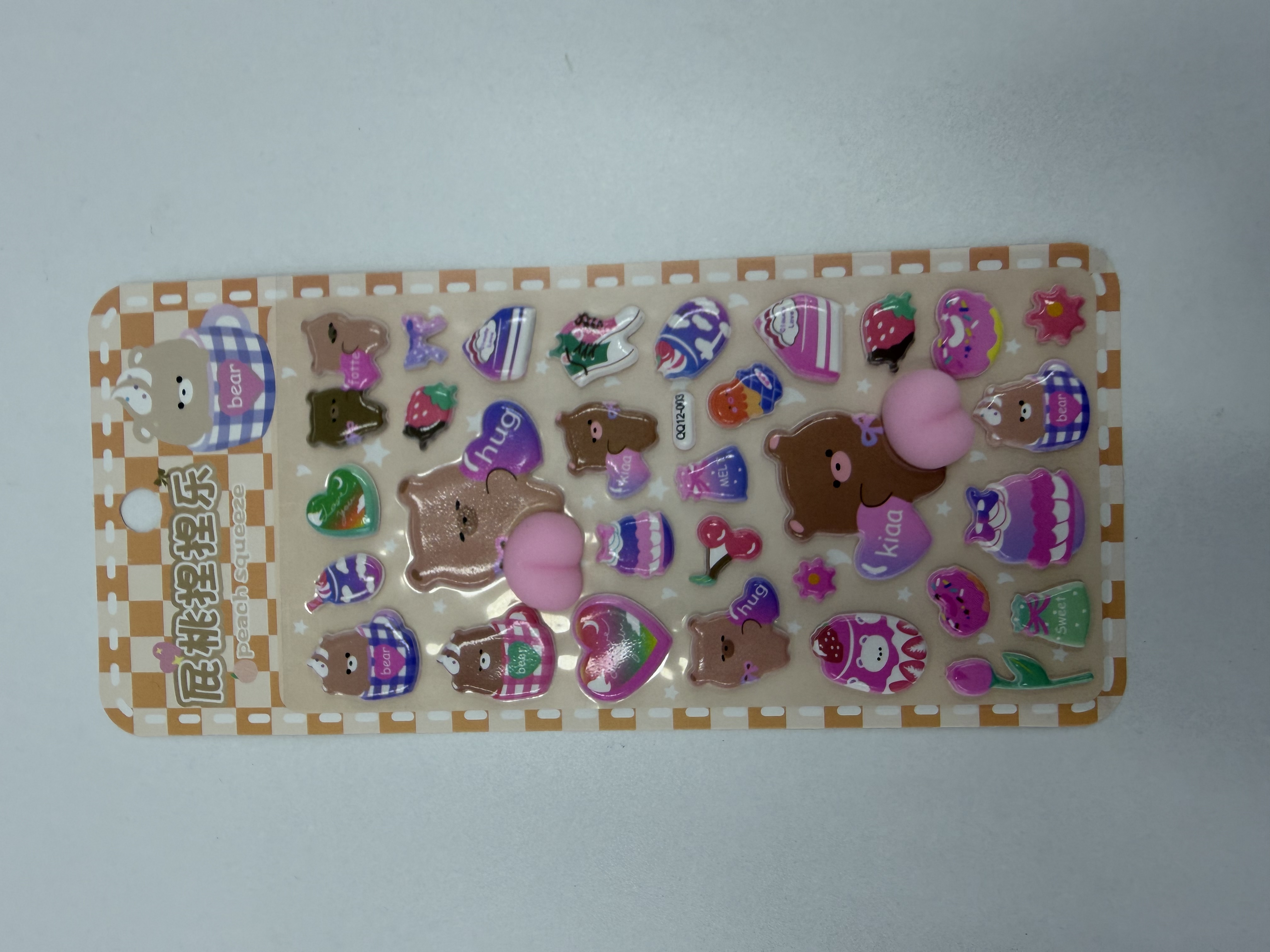 学生解压屁桃捏捏乐贴纸 装饰贴 浮雕立体贴屁屁贴 屁桃贴现货也可定制详情图7