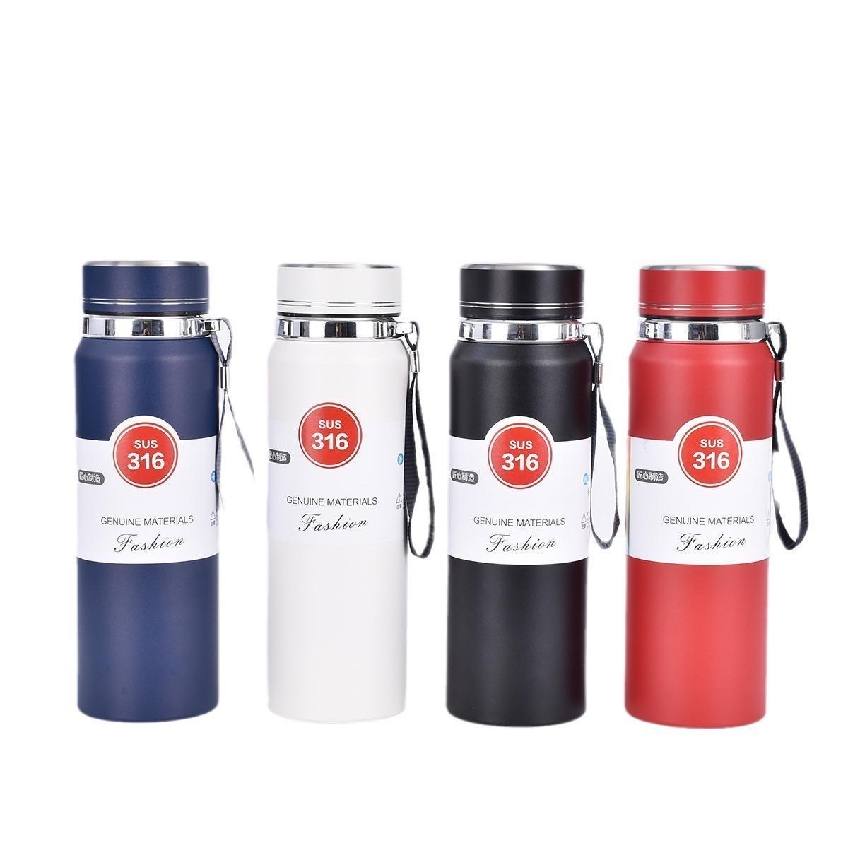 Amazon 316 stainless steel sun flask, double-layer vacuum portable rope insulated cup, outdoor mountain climbing sports water bottle, 800ML/1000ML Item Picture