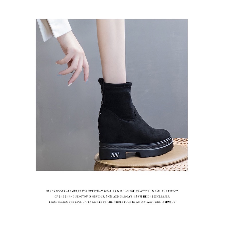 内增高厚底秋冬季厚底加绒舒适过膝靴女韩版铆钉显瘦不过膝马丁靴新款详情图2