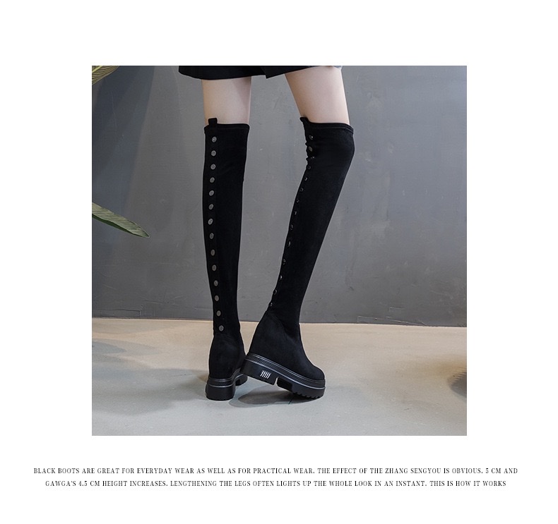 内增高厚底秋冬季厚底加绒舒适过膝靴女韩版铆钉显瘦不过膝马丁靴新款详情图15