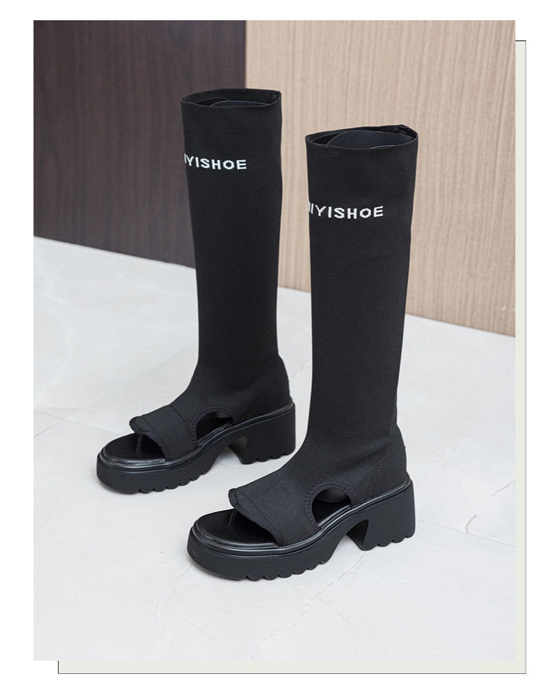 夏季女士凉靴时尚百搭凉鞋人字头鞋面高跟拖鞋女潮流舒适休闲鞋厚底2026春新款夹脚不过膝详情图8