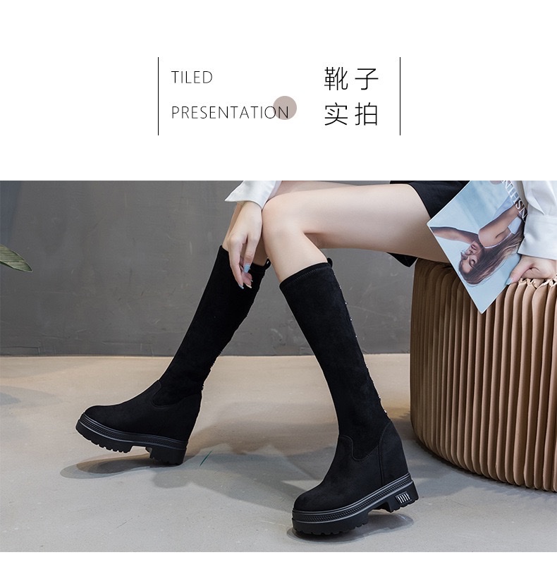 内增高厚底秋冬季厚底加绒舒适过膝靴女韩版铆钉显瘦不过膝马丁靴新款详情图12
