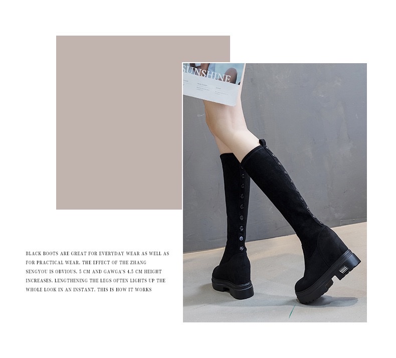 内增高厚底秋冬季厚底加绒舒适过膝靴女韩版铆钉显瘦不过膝马丁靴新款详情图13