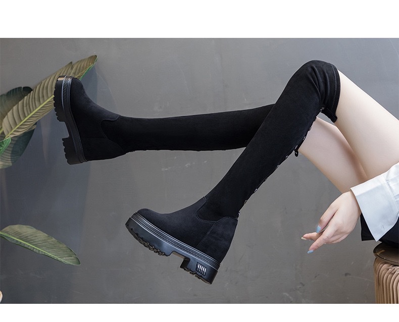 内增高厚底秋冬季厚底加绒舒适过膝靴女韩版铆钉显瘦不过膝马丁靴新款详情图14