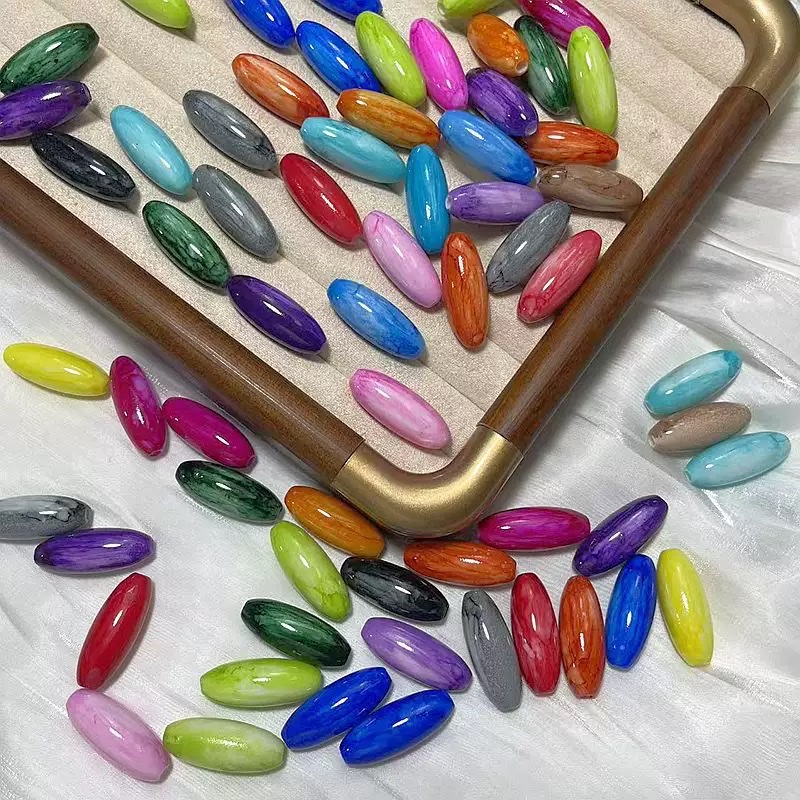 实色椭圆珠亚克力儿童DIY手工串珠