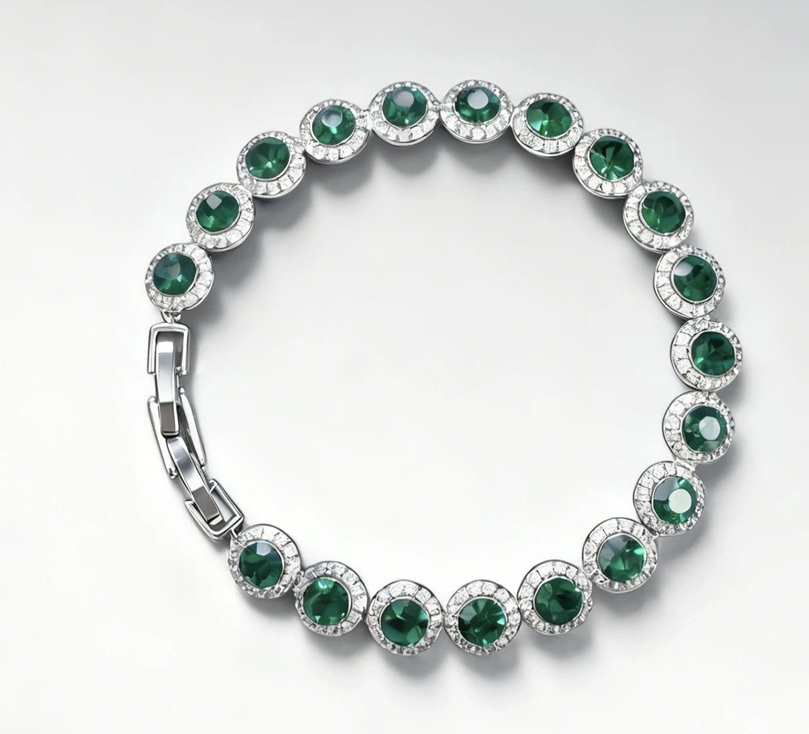 时尚百搭爆款超闪锆石水晶圆形手链女士简约韩版优雅镂空镶钻手链