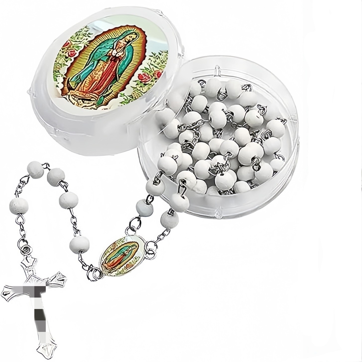 6mm scented wood bead cross necklace, long religious prayer and baptism prayer beads, red Rosary cross-border new product Application Scenario
