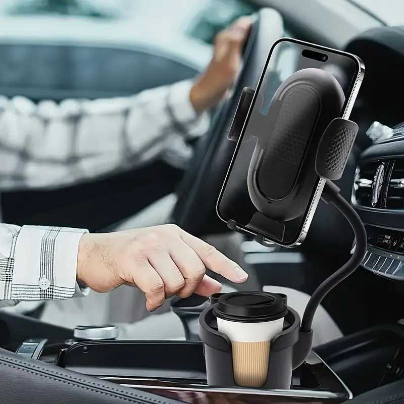 新款车载支架三合一多功能水杯架可伸缩旋转汽车内水杯托手机座详情图4