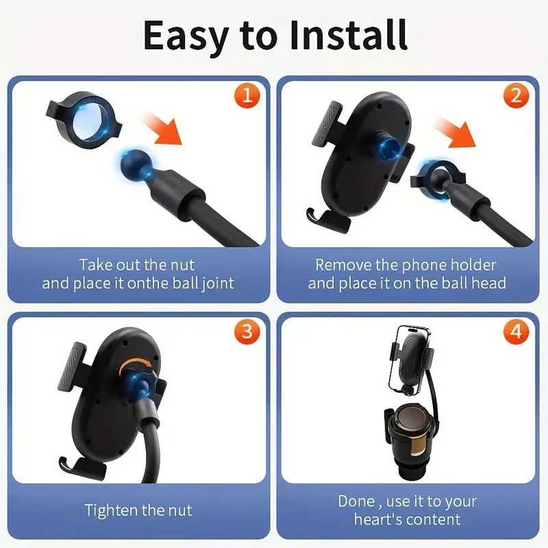 新款车载支架三合一多功能水杯架可伸缩旋转汽车内水杯托手机座详情图5