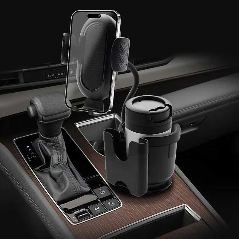 新款车载支架三合一多功能水杯架可伸缩旋转汽车内水杯托手机座