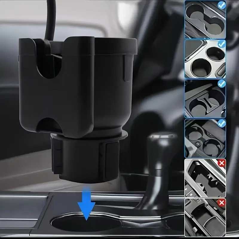 新款车载支架三合一多功能水杯架可伸缩旋转汽车内水杯托手机座详情图8