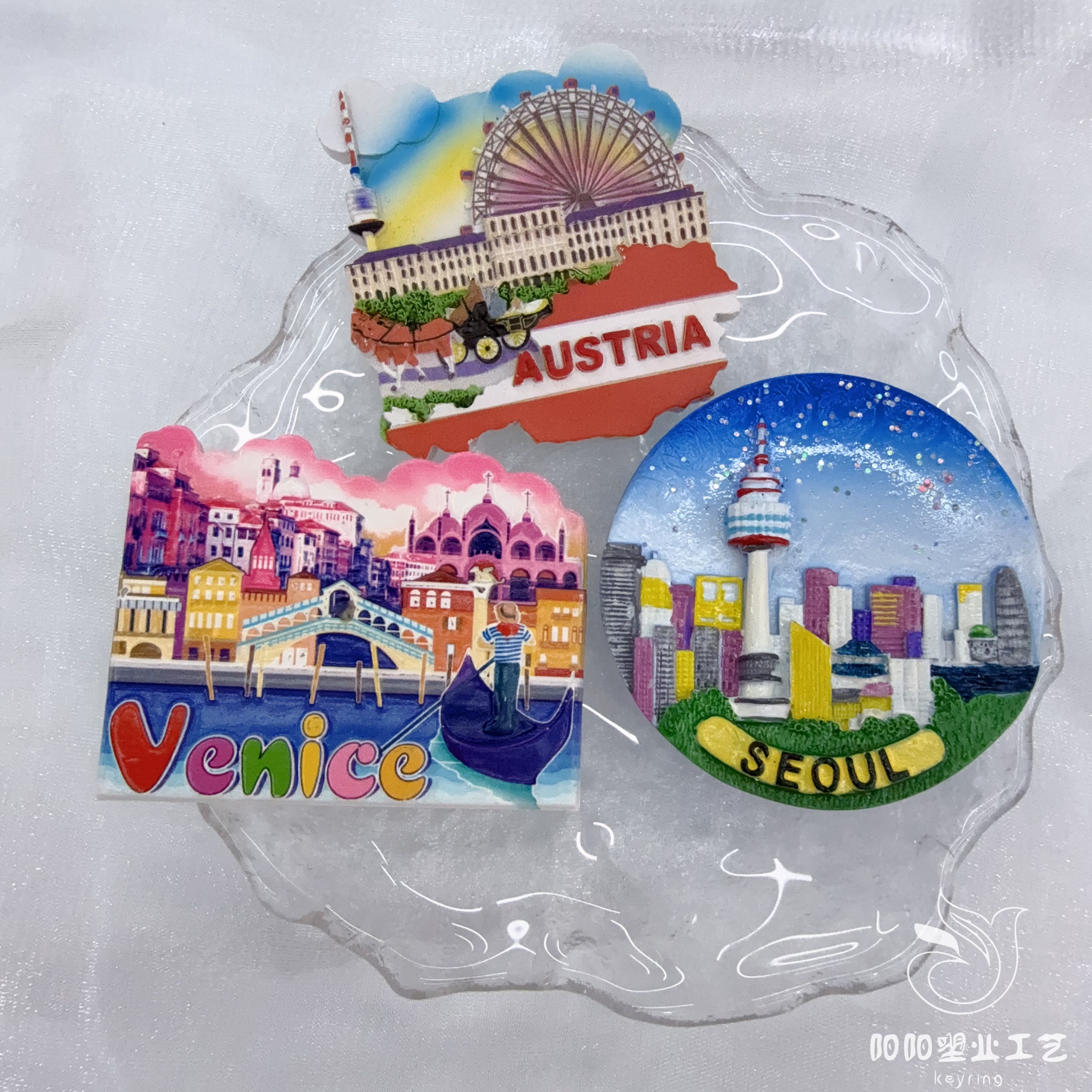 Cross-border Miami, US city, scenic fridge magnet, travel creative souvenir, three-dimensional magnetic resin fridge magnet gift Application Scenario