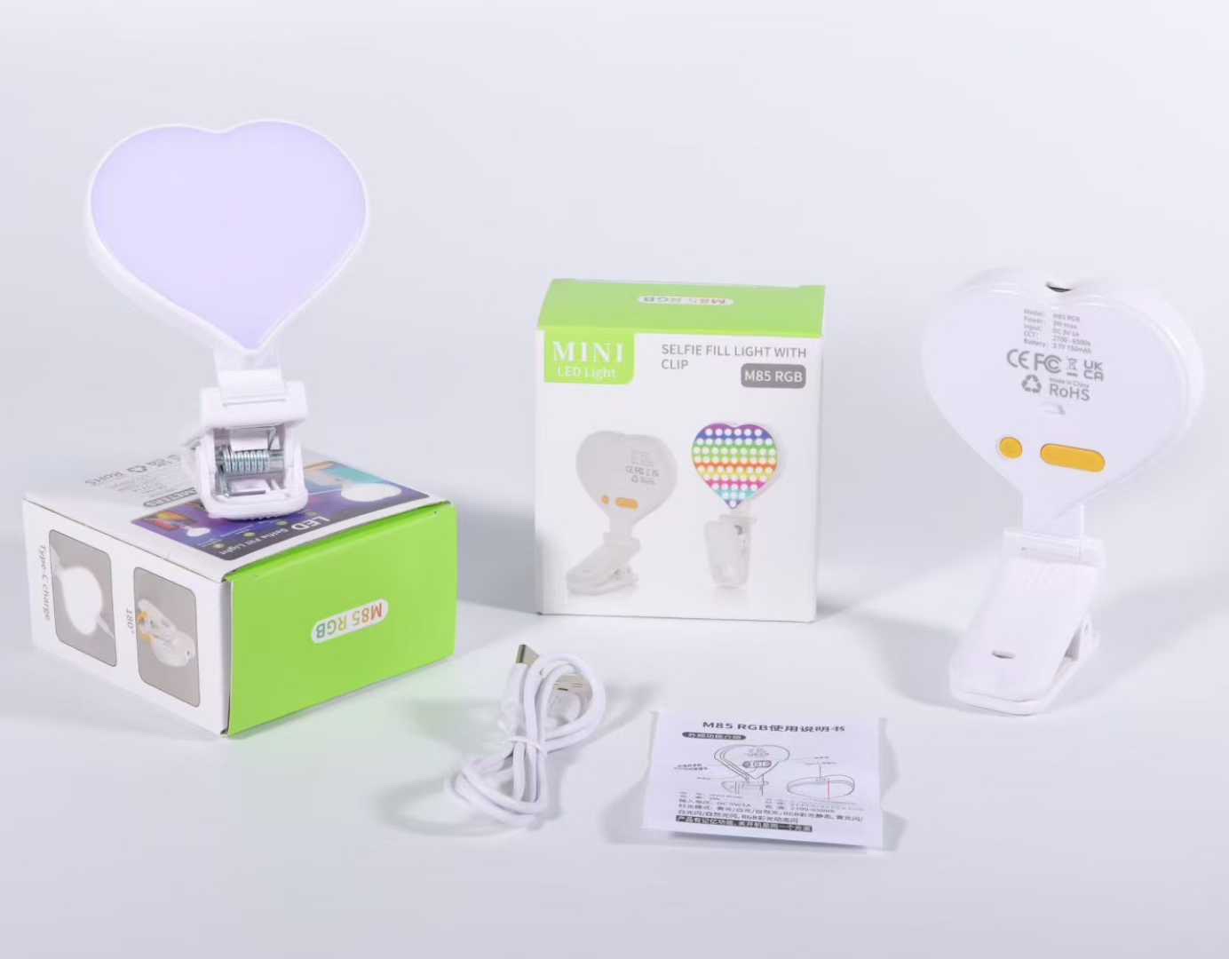 M81RGB mini portable fill lights of different models. Specification image