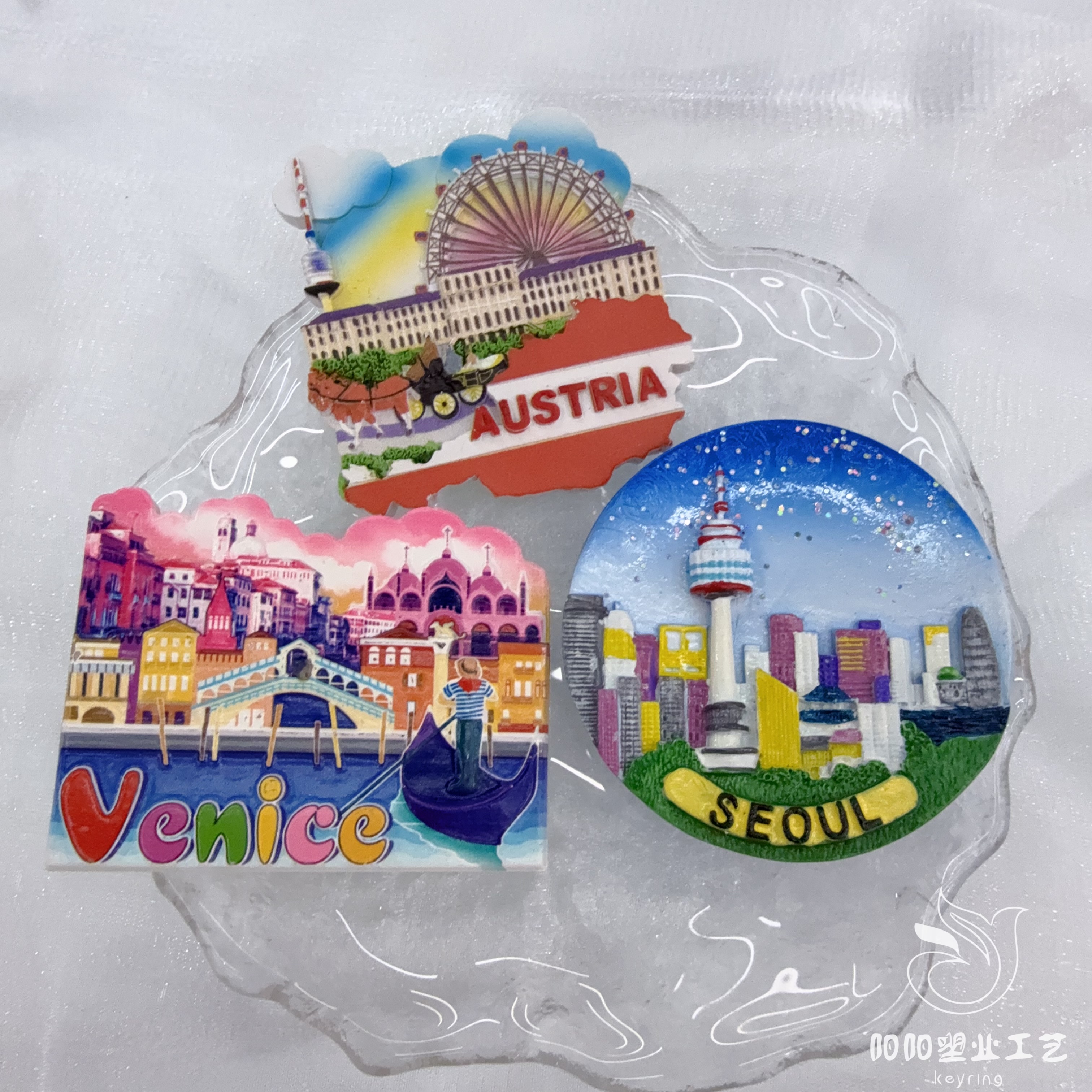 Cross-border Miami, US city, scenic fridge magnet, travel creative souvenir, three-dimensional magnetic resin fridge magnet gift Specification drawing