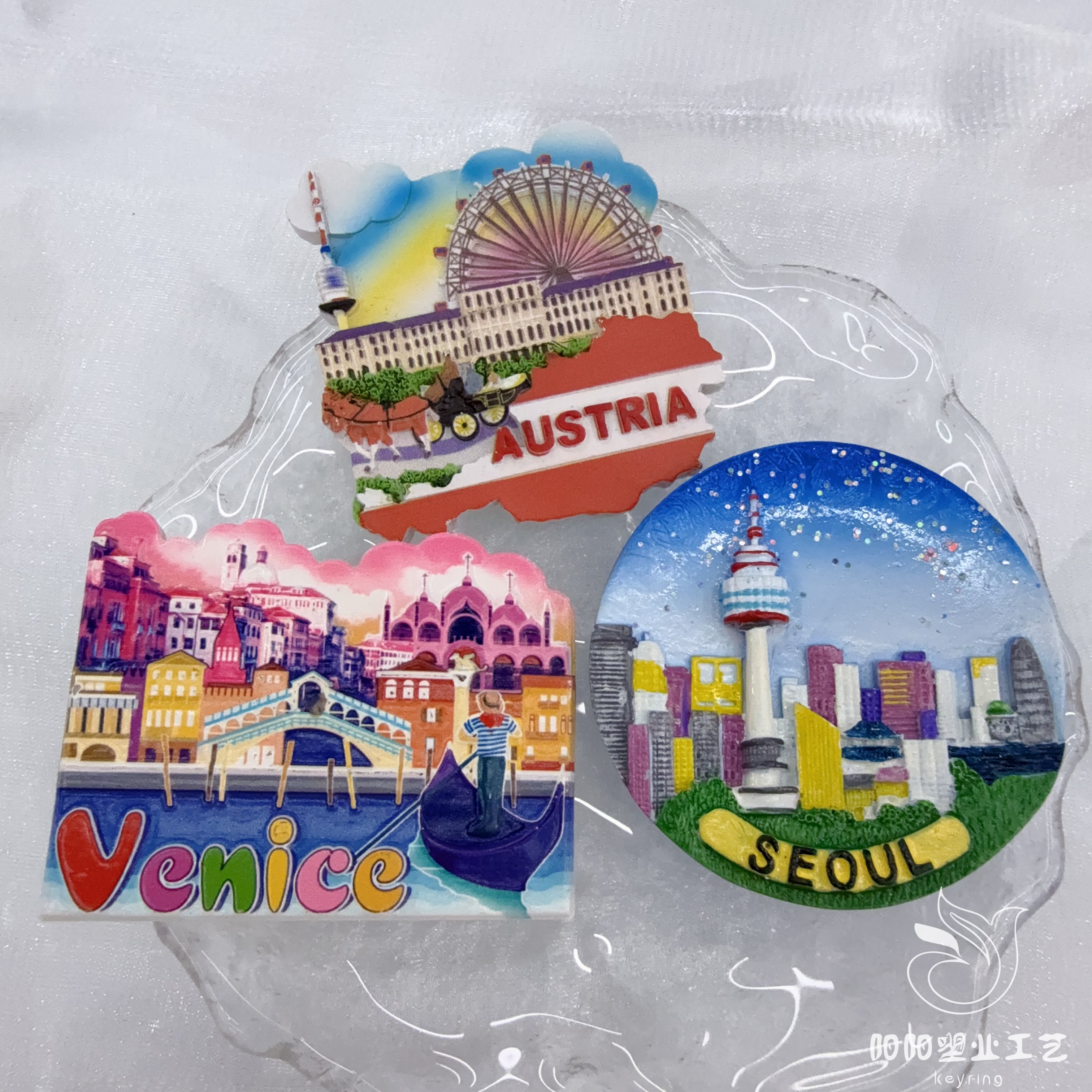 Cross-border Miami, US city, scenic fridge magnet, travel creative souvenir, three-dimensional magnetic resin fridge magnet gift thumbnail