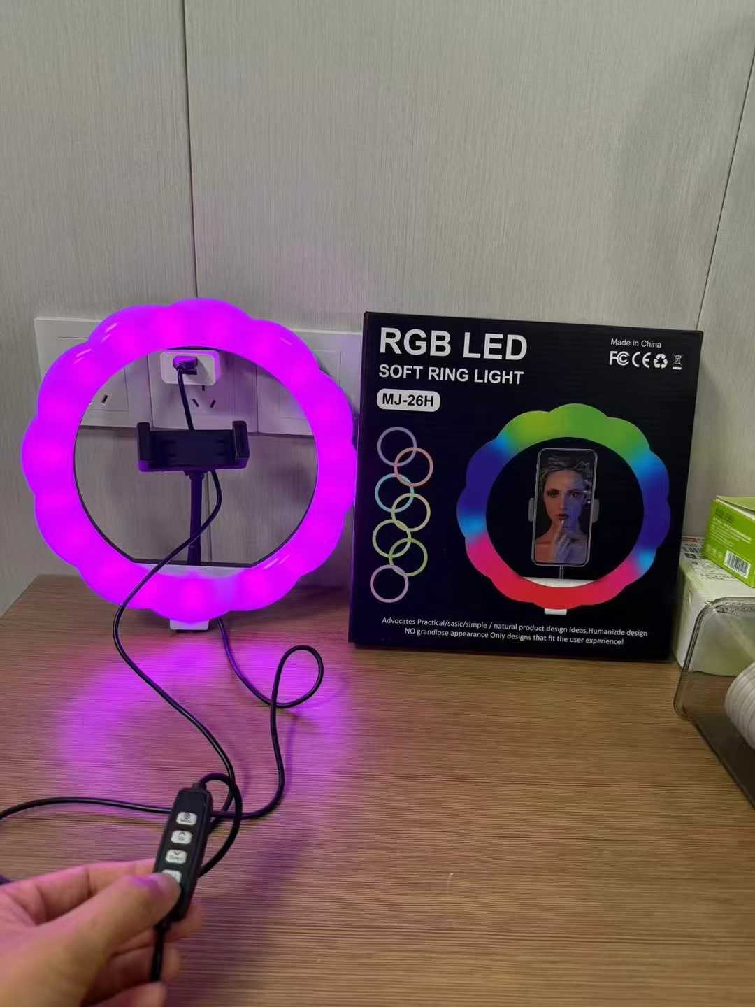 MJ-26H desktop stand fill light disc adjustment RGB colorful desktop live streaming. details Picture