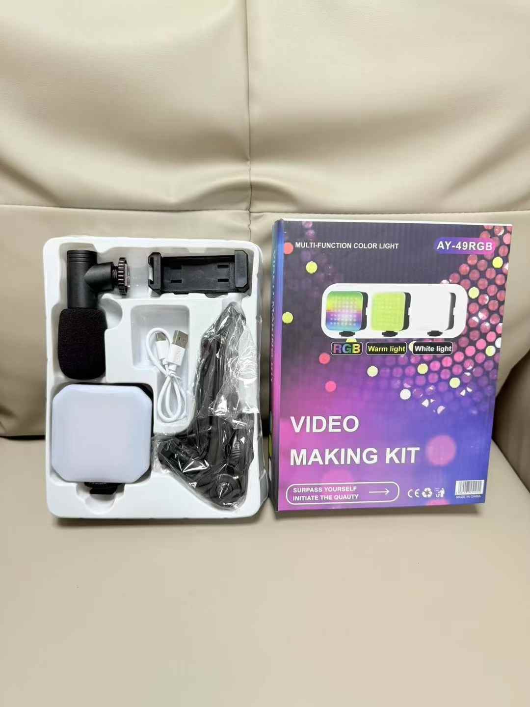 Ay-49 RGB mobile phone fill light, photography light, live streaming Mini square. Mobile phone stand Application Scenario