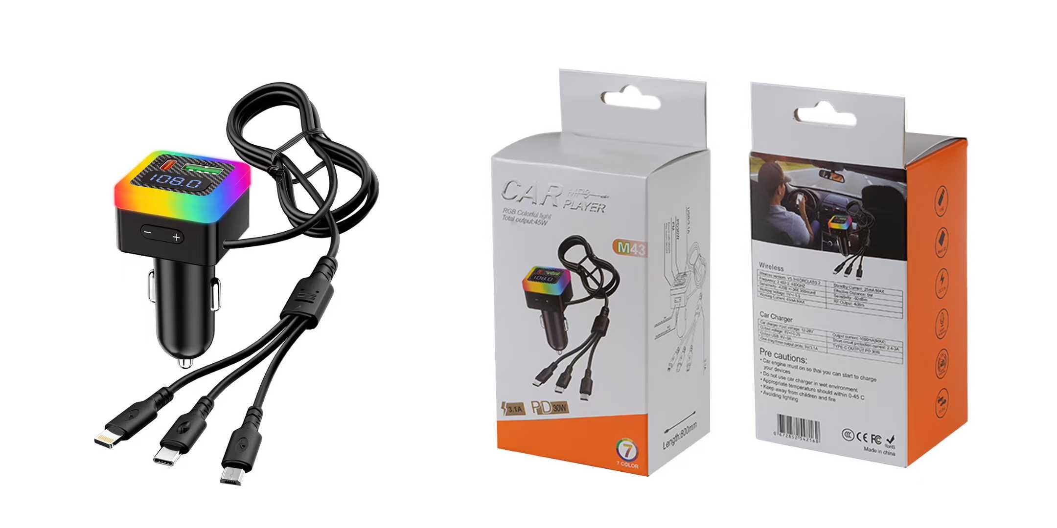 The new M43 car charger features 12-24W fast charging, Bluetooth reception and USB charging detail image 3
