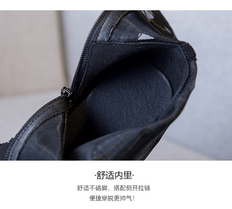 2026春新款牛仔布内增高透气凉靴鱼嘴短靴凉鞋女破洞厚底潮鞋详情图8