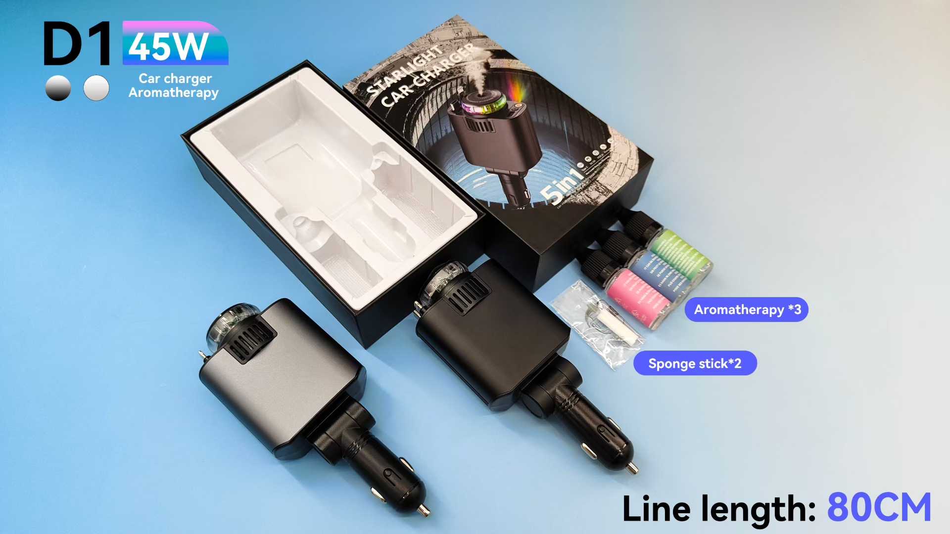 D1 Aromatherapy Tape Car Charger, multi-functional D1 car charger. Vehicle-mounted charging head Specification image